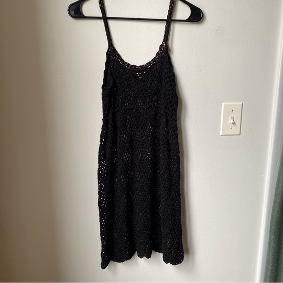 Black Crochet Dress Beach Coverup size M - Picture 4 of 6